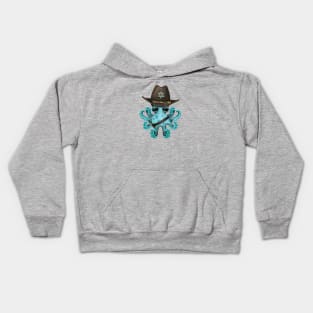 Cute Blue Baby Octopus Sheriff Kids Hoodie